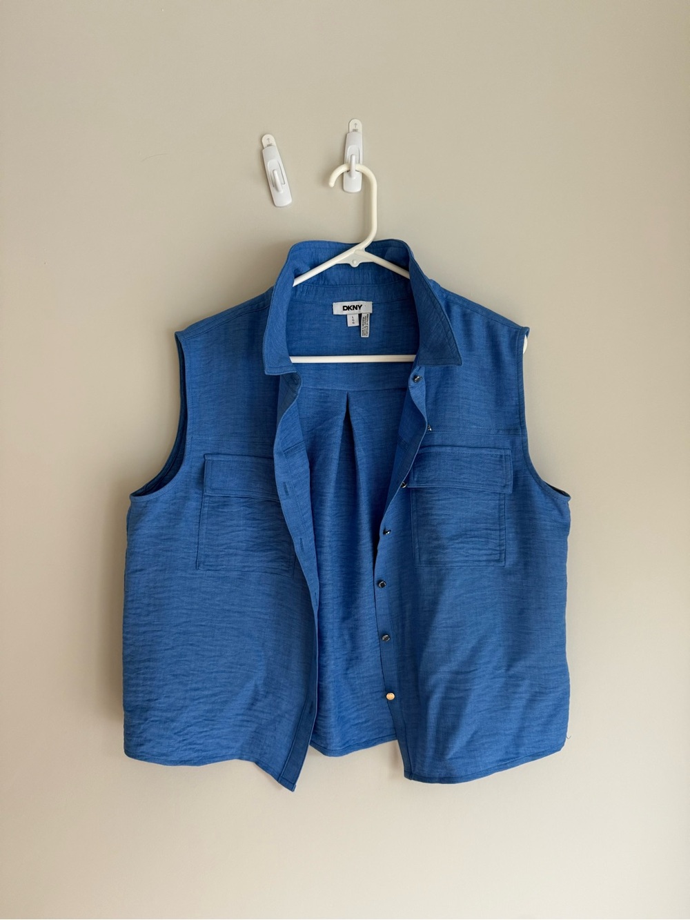 DKNY Blue Sleeveless Button-Front Tank Top